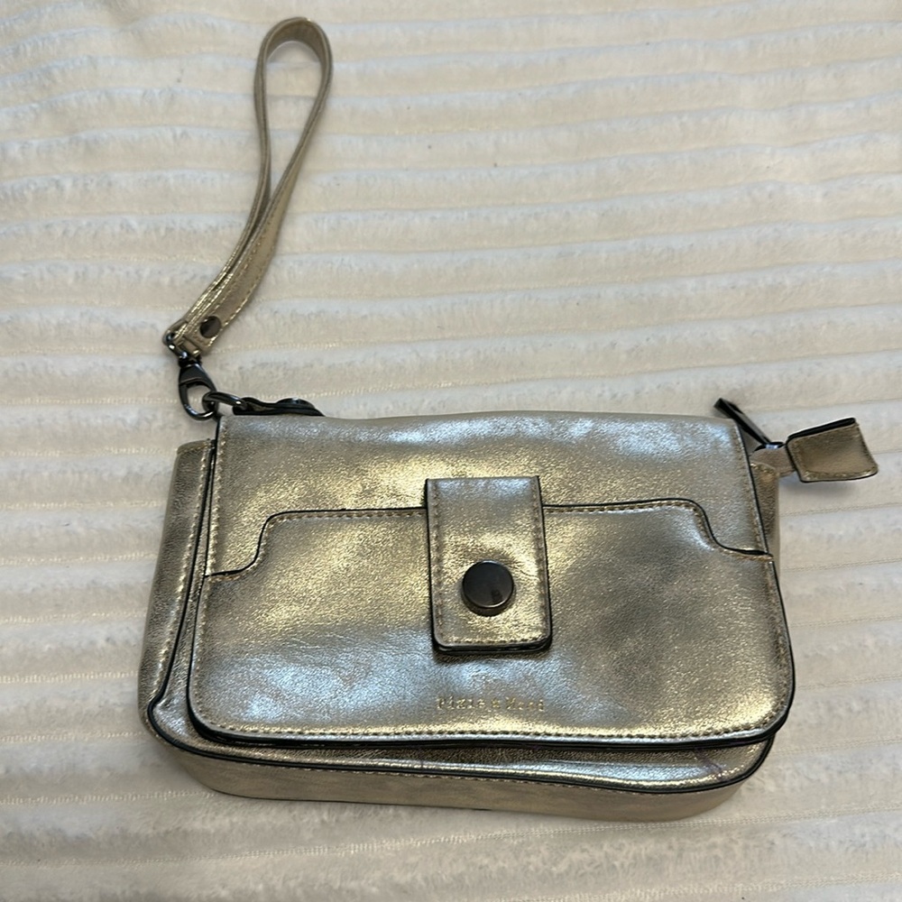 Small wrist clutch gold-silver metalic